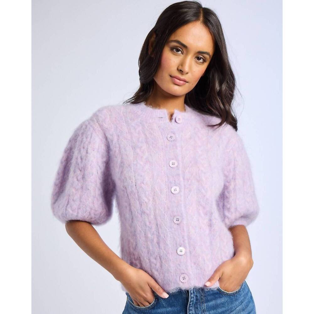 NEW MILLE isa short sleeve cardigan in lilac